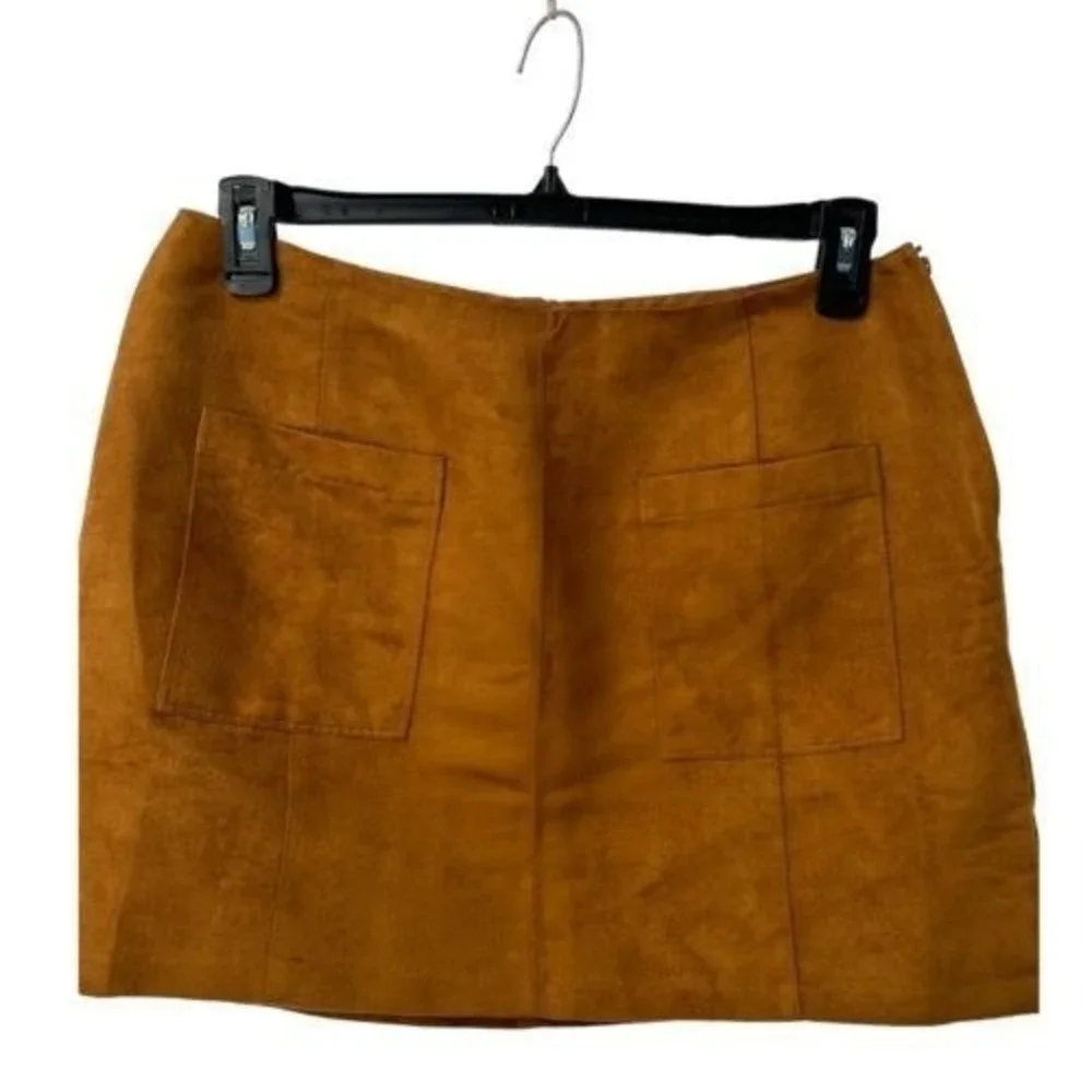 Old Navy Mini Skirt Copper Faux Suede A Line Size 8 Boho Western Casual Cocktail